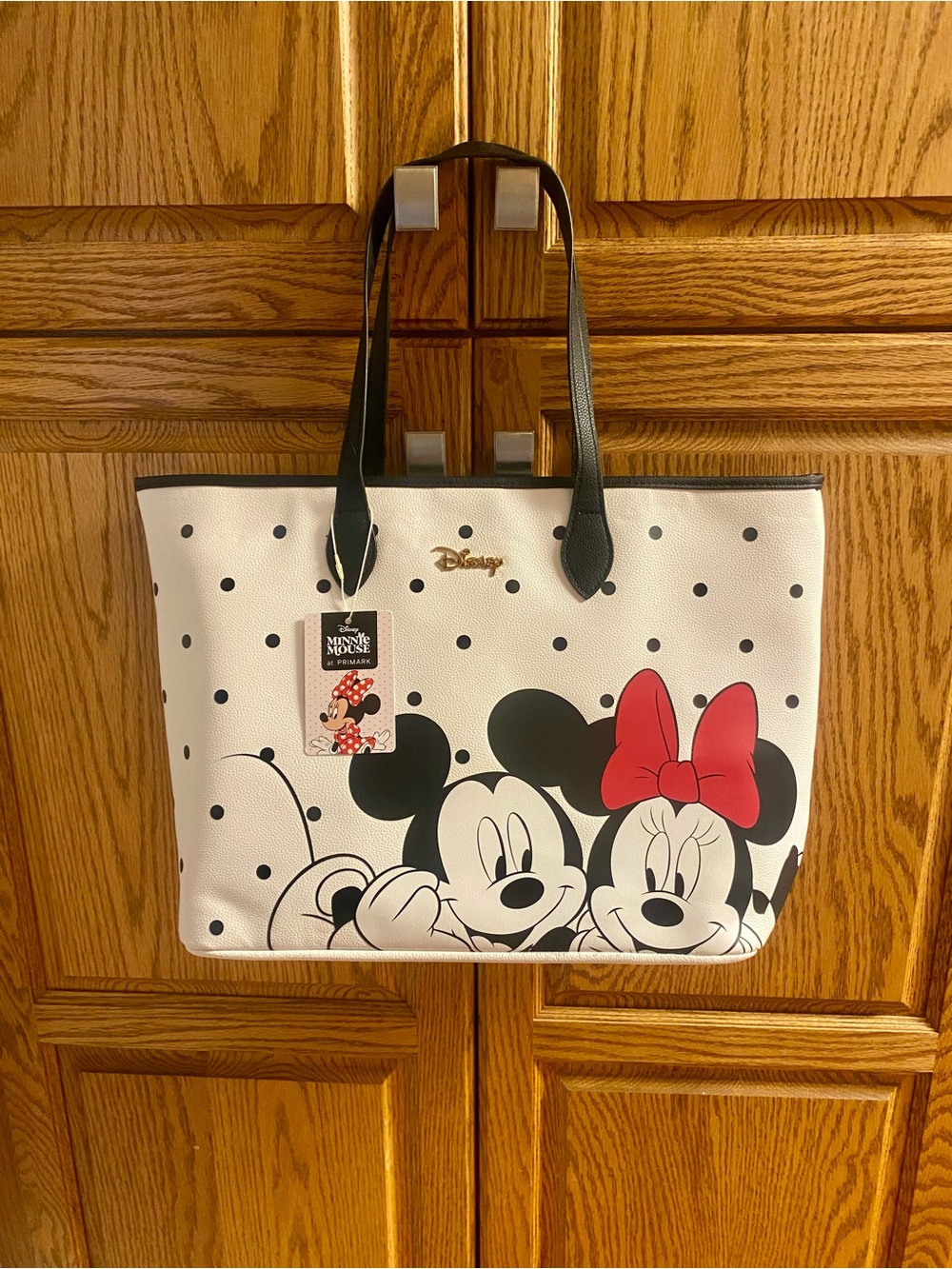 Primark Disney Mickey & Minnie Polka Dot Tote - White, Black & Red